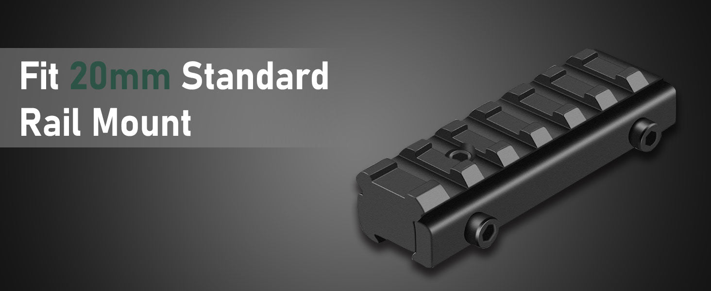 AcuVista SURGE 1-10X24 LPVO Scope 20mm standard rail mount, suitable for standard 20mm rail installations.